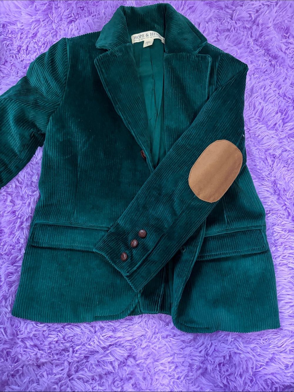 Boys/Girls Dark Green Corduroy Blazer with Elbow Patches